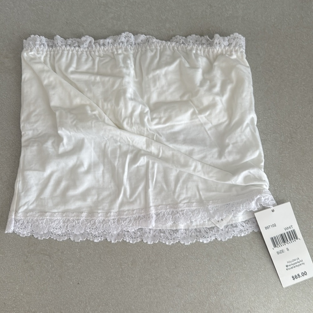 Hanky Panky white cotton bandeau with lace trim size small